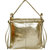 Gold Metallic Leather Convertible Tote Backpack