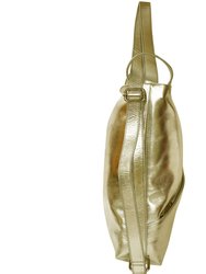 Gold Metallic Leather Convertible Tote Backpack