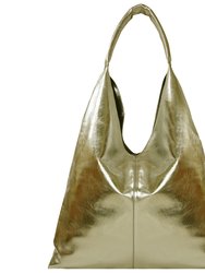 Gold Metallic Premium Leather Shoulder Hobo Boho Bag