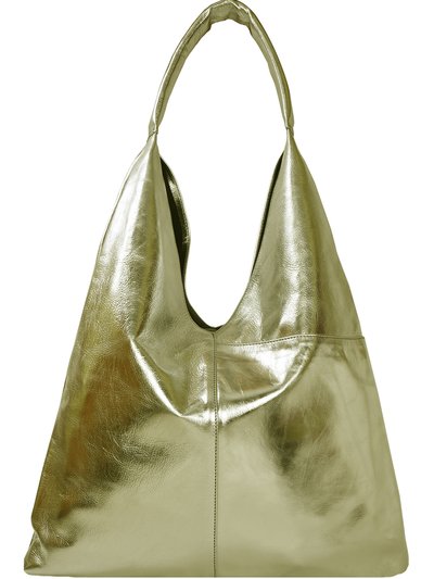 Brix + Bailey Gold Metallic Premium Leather Shoulder Hobo Boho Bag product