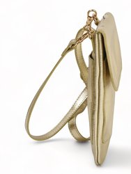 Gold Metallic Premium Leather Small Phone Crossbody Bag
