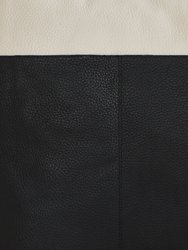 Ivory And Black Two Tone Premium Leather Shopper Tote Bag