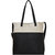 Ivory And Black Two Tone Premium Leather Shopper Tote Bag