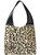 Ivory Animal Print Zip Pocket Premium Leather Shoulder Hobo Bag