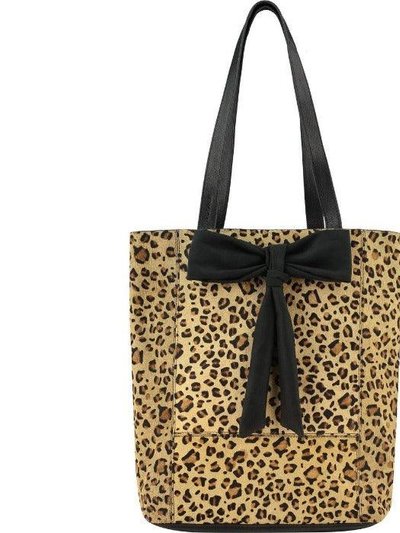 Brix + Bailey Leopard Print Bow Calf Hair Leather Tote Bag | Byydn product