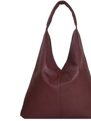 Maroon Plum Premium Leather Boho Hobo Shoulder Bag - Plum