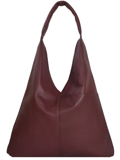 Brix + Bailey Maroon Plum Premium Leather Boho Hobo Shoulder Bag product