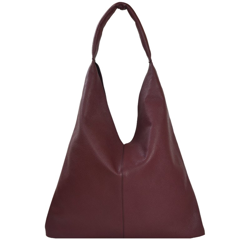 Maroon Plum Premium Leather Boho Hobo Shoulder Bag