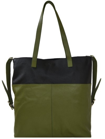 Brix + Bailey Olive And Black Two Tone Premium Leather Tote Shopper Bag product