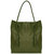 Olive Green Drawcord Premium Leather Hobo Tote Shoulder Bag