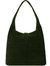 Olive Soft Suede Hobo Shoulder Bag - Olive Green