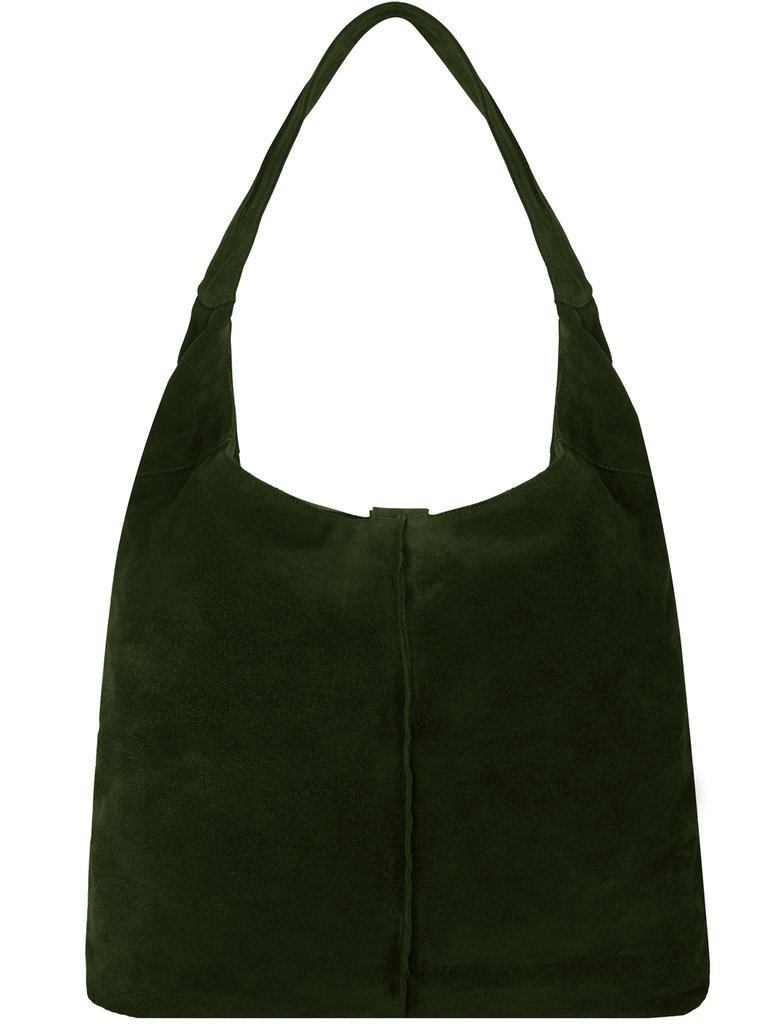 Olive Soft Suede Hobo Shoulder Bag - Olive Green