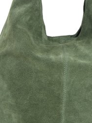 Olive Suede Premium Leather Hobo Boho Shoulder Bag