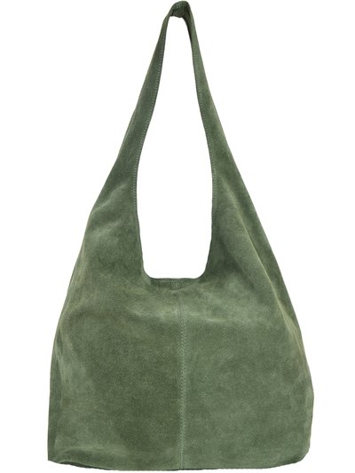 Brix + Bailey Olive Suede Premium Leather Hobo Boho Shoulder Bag product