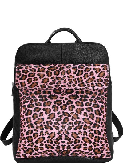 Brix + Bailey Pink Animal Print Premium Leather Flap Pocket Backpack product