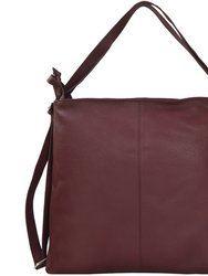 Plum Premium Leather Convertible Shoulder Tote Backpack