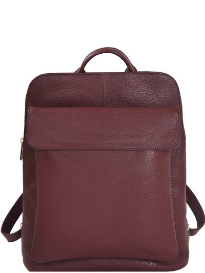 Brix + Bailey Plum Premium Unisex Leather Flap Pocket Backpack product