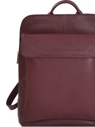 Plum Premium Unisex Leather Flap Pocket Backpack