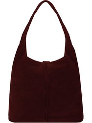 Plum Soft Suede Hobo Shoulder Bag - Plum Maroon