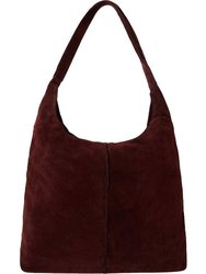 Plum Soft Suede Hobo Shoulder Bag