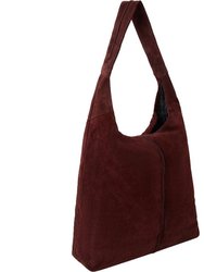 Plum Soft Suede Hobo Shoulder Bag