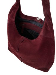 Plum Soft Suede Hobo Shoulder Bag