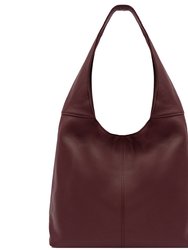 Plum Zip Pocket Premium Leather Shoulder Hobo Bag