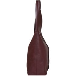 Plum Zip Pocket Premium Leather Shoulder Hobo Bag
