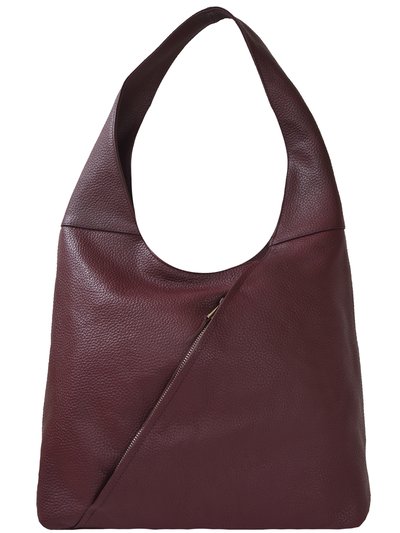 Brix + Bailey Plum Zip Pocket Premium Leather Shoulder Hobo Bag product