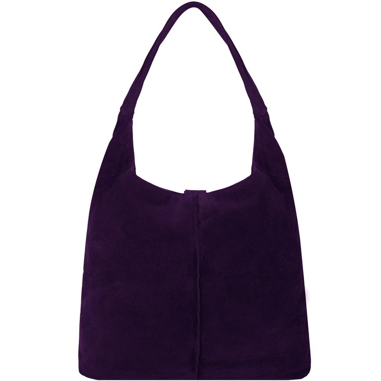 Purple Soft Premium Suede Hobo Shoulder Bag - Purple