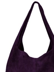 Purple Suede Premium Leather Hobo Boho Shoulder Bag