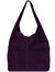 Purple Suede Premium Leather Hobo Boho Shoulder Bag - Purple