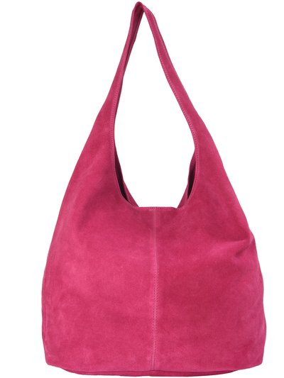 Brix + Bailey Raspberry Premium Suede Leather Hobo Boho Shoulder Bag product