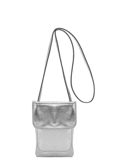 Brix + Bailey Silver Metallic Crossbody Leather Phone Bag product