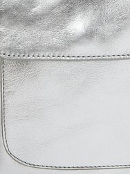 Silver Metallic Crossbody Leather Phone Bag