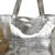 Silver Metallic Horizontal Premium Leather Tote Shopper Bag