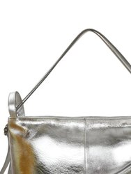 Silver Metallic Leather Convertible Tote Backpack