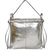 Silver Metallic Leather Convertible Tote Backpack