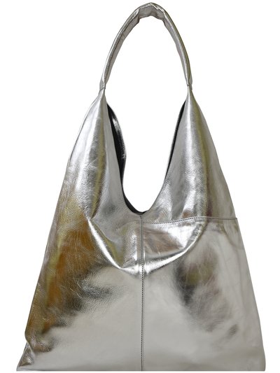 Brix + Bailey Silver Metallic Premium Leather Boho Hobo Shoulder Bag product