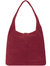 Strawberry Red Soft Suede Hobo Shoulder Bag - Strawberry Red