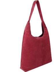 Strawberry Red Soft Suede Hobo Shoulder Bag