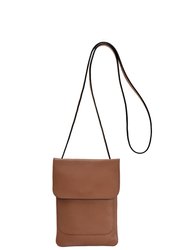 Tan Crossbody Leather Phone Bag - Camel
