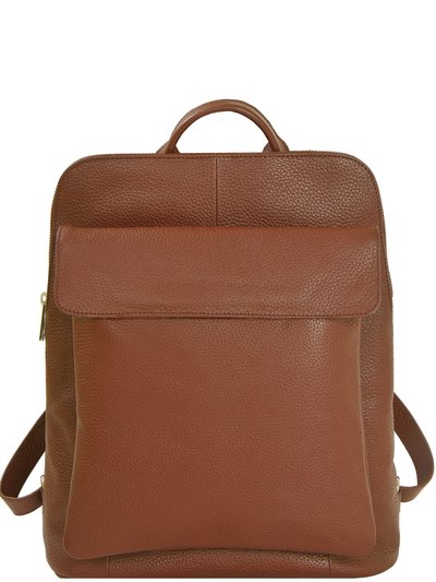 Brix + Bailey Tan Premium Leather Flap Pocket Backpack product