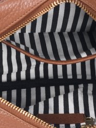Tan Premium Leather Flap Pocket Backpack