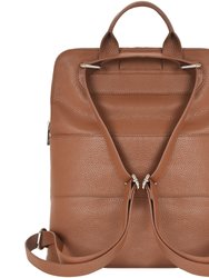 Tan Premium Leather Flap Pocket Backpack