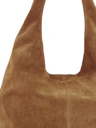 Tan Suede Leather Hobo Boho Shoulder Bag