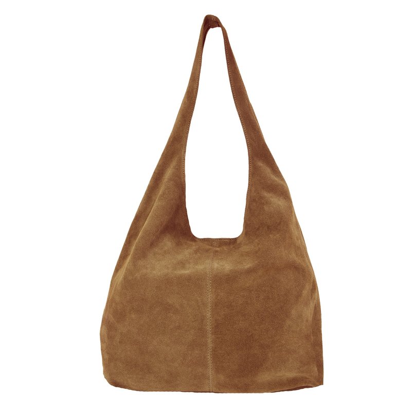 Tan Suede Leather Hobo Boho Shoulder Bag