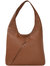 Tan Zip Pocket Premium Leather Shoulder Hobo Bag - Tan