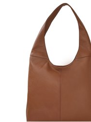 Tan Zip Pocket Premium Leather Shoulder Hobo Bag