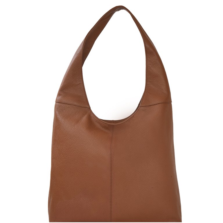 Tan Zip Pocket Premium Leather Shoulder Hobo Bag